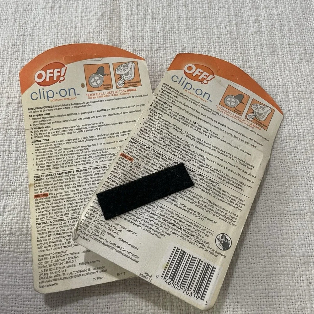 OFF! Clip-On Mosquito Repellent Refills 1 Pack w/2 Refills New Sealed 12‎ hrs